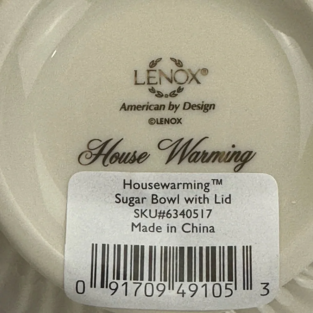 Lenox House Warming Collection Sugar Bowl With Lid‎ and Creamer Set Ivory…